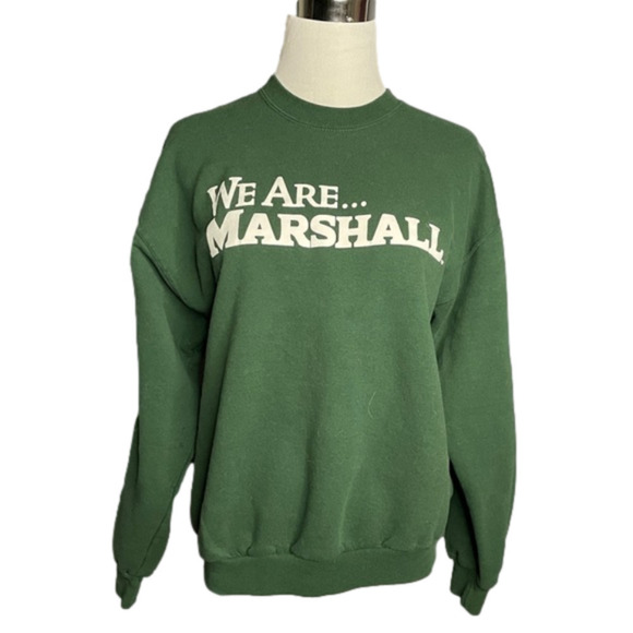 Authentic Vintage “We Are Marshall” green Jerzees crewneck sweatshirt size M - Picture 1 of 4